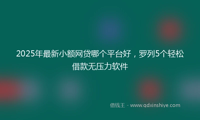 2025年最新小额网贷哪个平台好，罗列5个轻松借款无压力软件