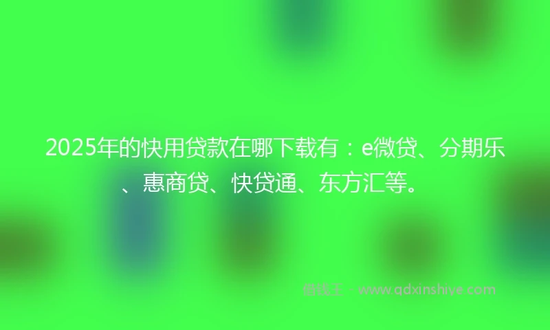 2025年的快用贷款在哪下载有：e微贷、分期乐、惠商贷、快贷通、东方汇等。