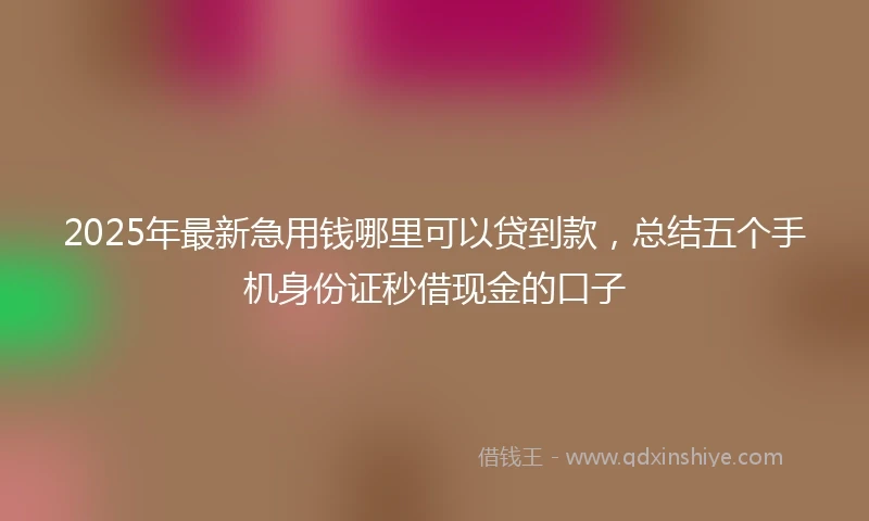 2025年最新急用钱哪里可以贷到款，总结五个手机身份证秒借现金的口子