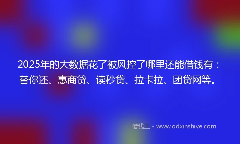 2025年的大数据花了被风控了哪里还能借钱有：替你还、惠商贷、读秒贷、拉卡拉、团贷网等。