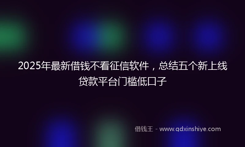 2025年最新借钱不看征信软件，总结五个新上线贷款平台门槛低口子