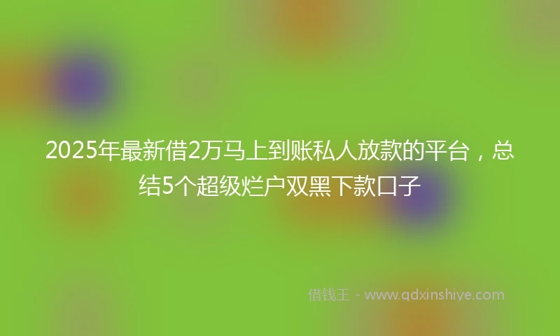 2025年最新借2万马上到账私人放款的平台，总结5个超级烂户双黑下款口子