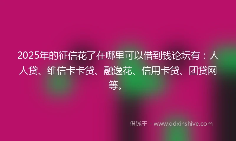 2025年的征信花了在哪里可以借到钱论坛有：人人贷、维信卡卡贷、融逸花、信用卡贷、团贷网等。