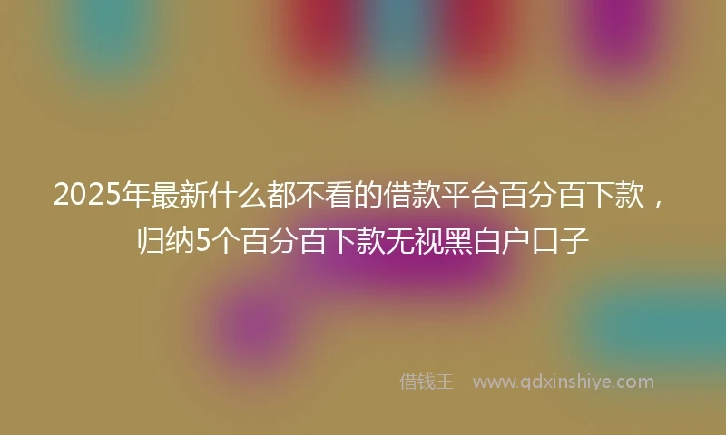 2025年最新什么都不看的借款平台百分百下款，归纳5个百分百下款无视黑白户口子