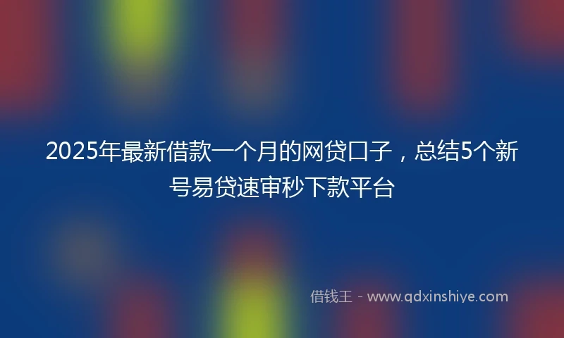 2025年最新借款一个月的网贷口子，总结5个新号易贷速审秒下款平台