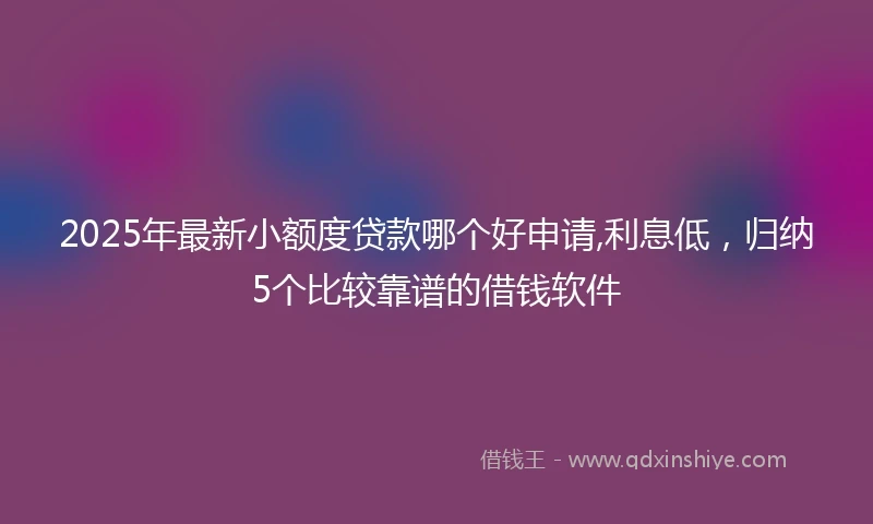 2025年最新小额度贷款哪个好申请,利息低，归纳5个比较靠谱的借钱软件