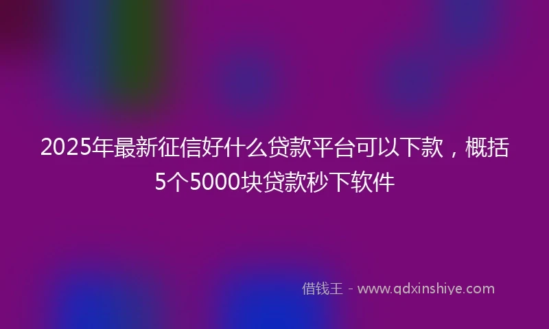 2025年最新征信好什么贷款平台可以下款，概括5个5000块贷款秒下软件