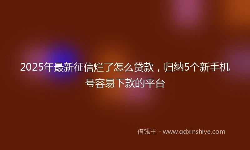 2025年最新征信烂了怎么贷款，归纳5个新手机号容易下款的平台