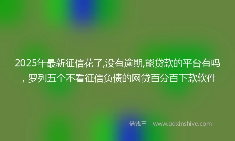 2025年最新征信花了,没有逾期,能贷款的平台有吗，罗列五个不看征信负债的网贷百分百下款软件