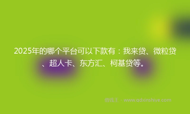 2025年的哪个平台可以下款有：我来贷、微粒贷、超人卡、东方汇、柯基贷等。