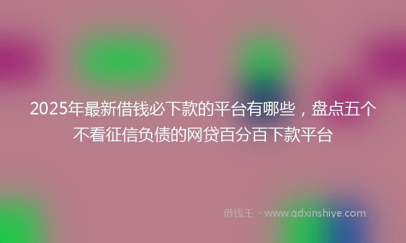 2025年最新借钱必下款的平台有哪些，盘点五个不看征信负债的网贷百分百下款平台