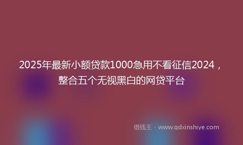 2025年最新小额贷款1000急用不看征信2024，整合五个无视黑白的网贷平台