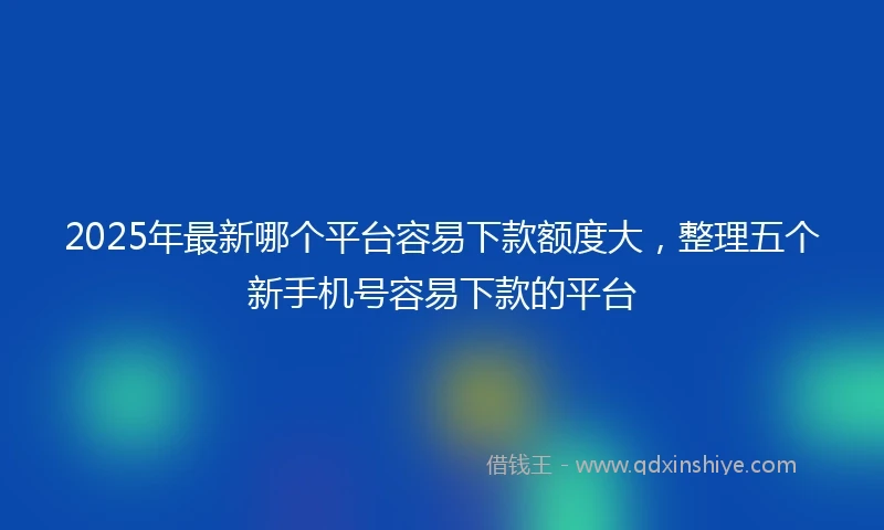 2025年最新哪个平台容易下款额度大，整理五个新手机号容易下款的平台