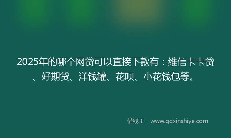 2025年的哪个网贷可以直接下款有：维信卡卡贷、好期贷、洋钱罐、花呗、小花钱包等。
