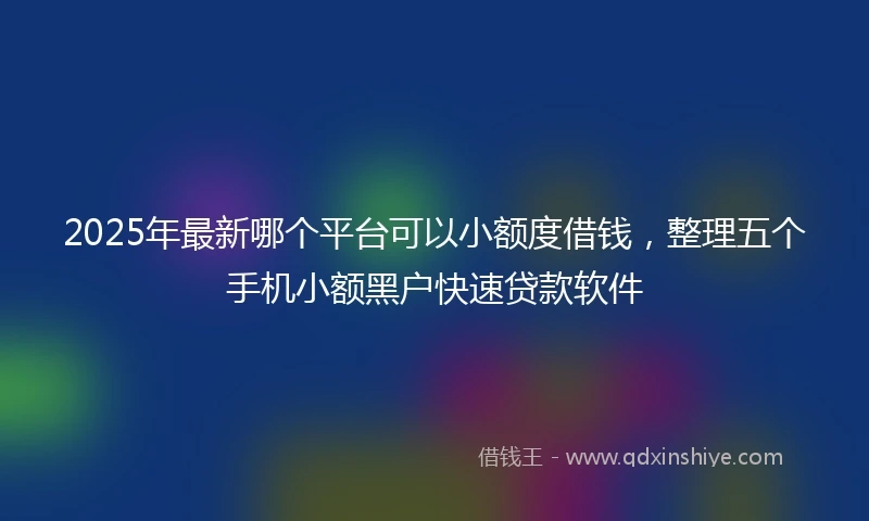 2025年最新哪个平台可以小额度借钱，整理五个手机小额黑户快速贷款软件