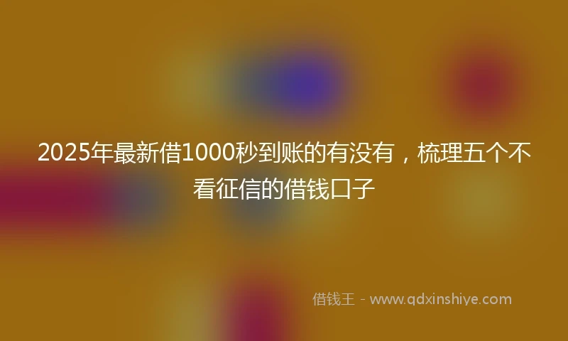 2025年最新借1000秒到账的有没有，梳理五个不看征信的借钱口子