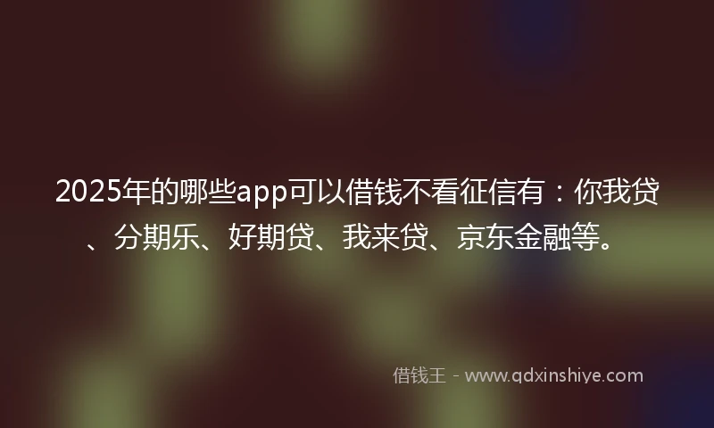 2025年的哪些app可以借钱不看征信有：你我贷、分期乐、好期贷、我来贷、京东金融等。