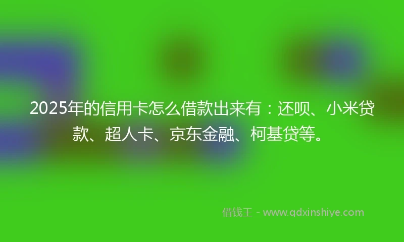 2025年的信用卡怎么借款出来有：还呗、小米贷款、超人卡、京东金融、柯基贷等。