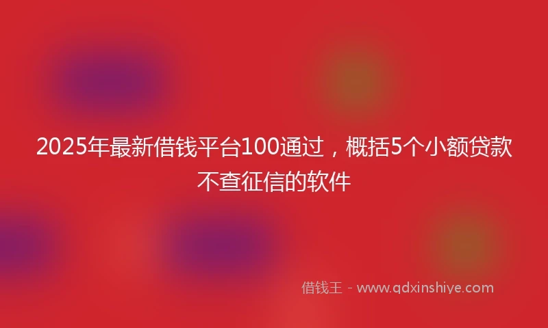 2025年最新借钱平台100通过，概括5个小额贷款不查征信的软件