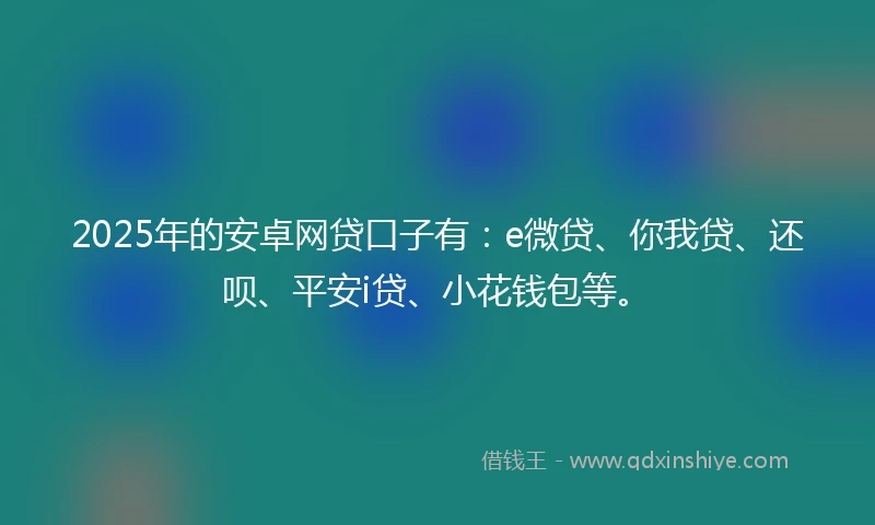 2025年的安卓网贷口子有：e微贷、你我贷、还呗、平安i贷、小花钱包等。