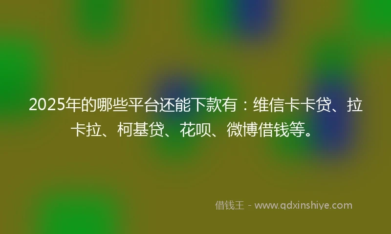 2025年的哪些平台还能下款有：维信卡卡贷、拉卡拉、柯基贷、花呗、微博借钱等。