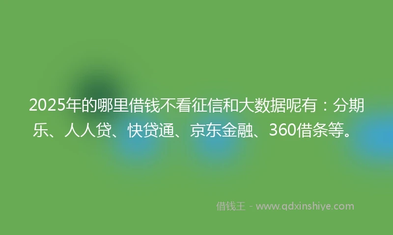 2025年的哪里借钱不看征信和大数据呢有：分期乐、人人贷、快贷通、京东金融、360借条等。