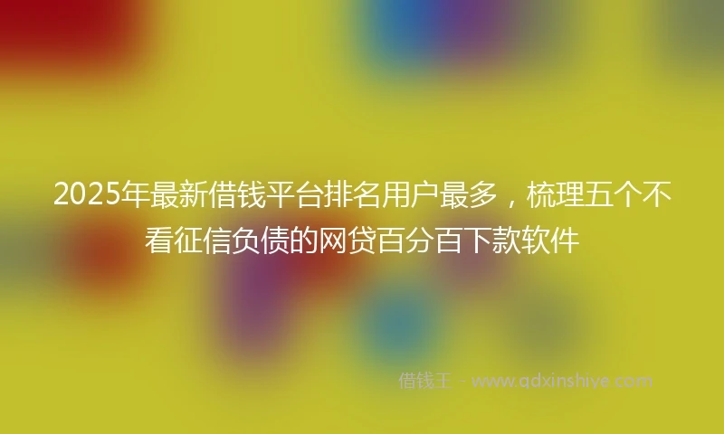 2025年最新借钱平台排名用户最多，梳理五个不看征信负债的网贷百分百下款软件