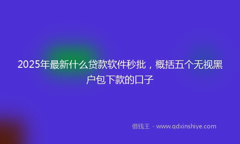2025年最新什么贷款软件秒批，概括五个无视黑户包下款的口子