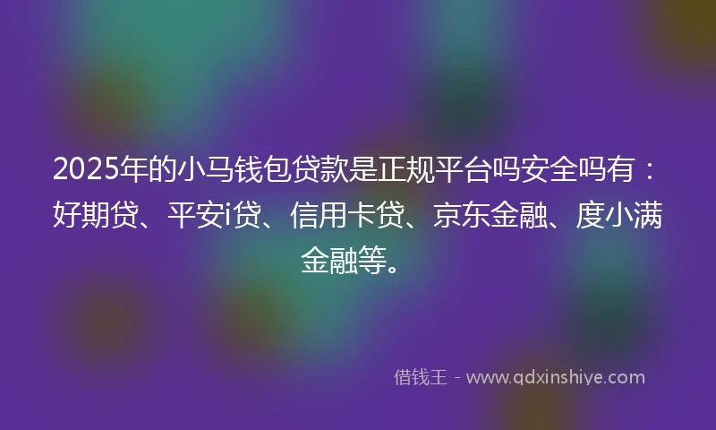 2025年的小马钱包贷款是正规平台吗安全吗有：好期贷、平安i贷、信用卡贷、京东金融、度小满金融等。