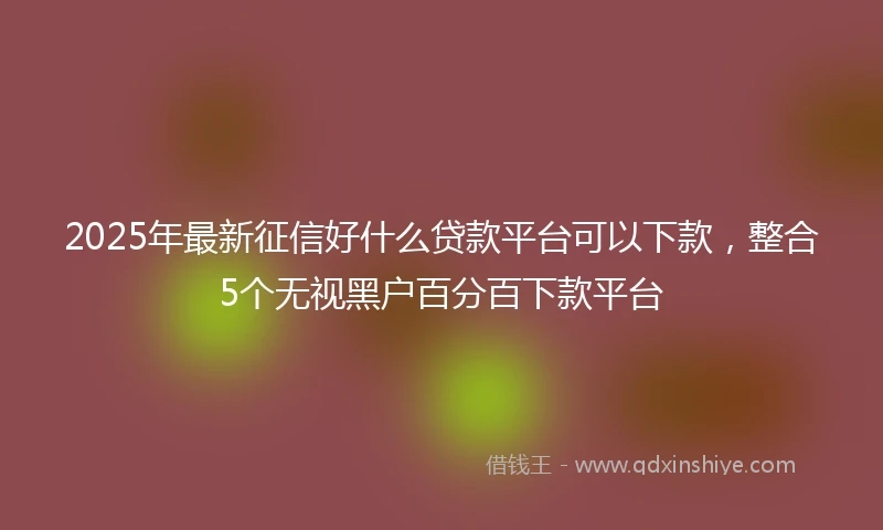 2025年最新征信好什么贷款平台可以下款，整合5个无视黑户百分百下款平台