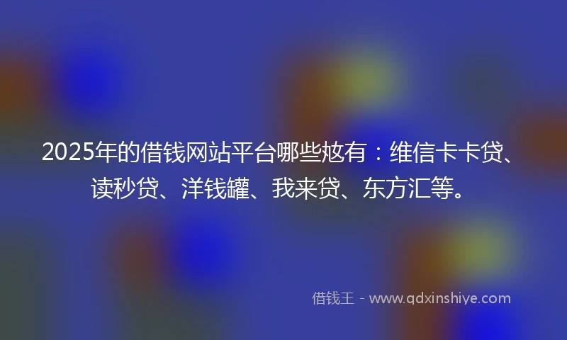 2025年的借钱网站平台哪些奿有：维信卡卡贷、读秒贷、洋钱罐、我来贷、东方汇等。