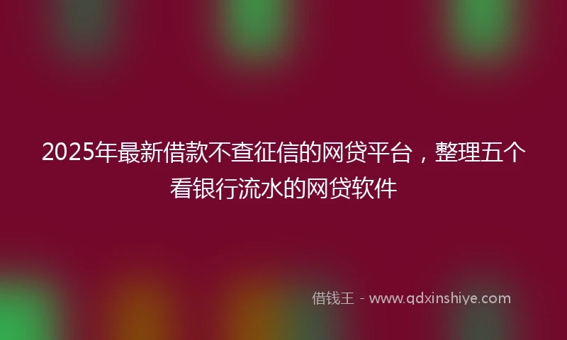 2025年最新借款不查征信的网贷平台，整理五个看银行流水的网贷软件