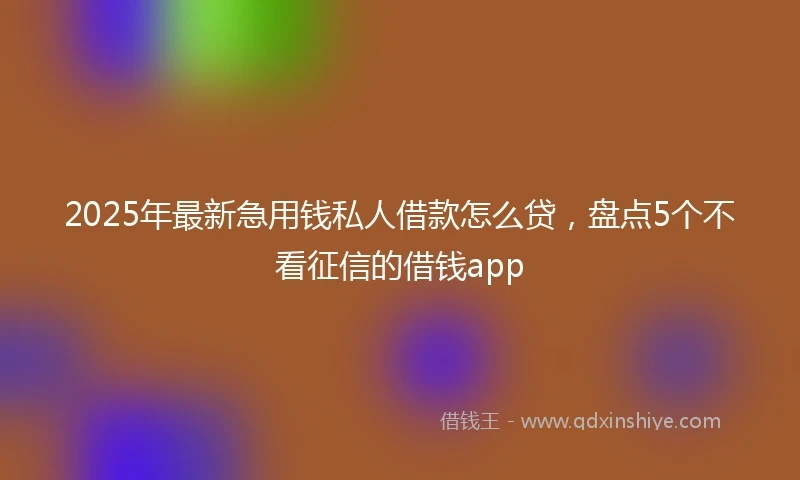 2025年最新急用钱私人借款怎么贷，盘点5个不看征信的借钱app