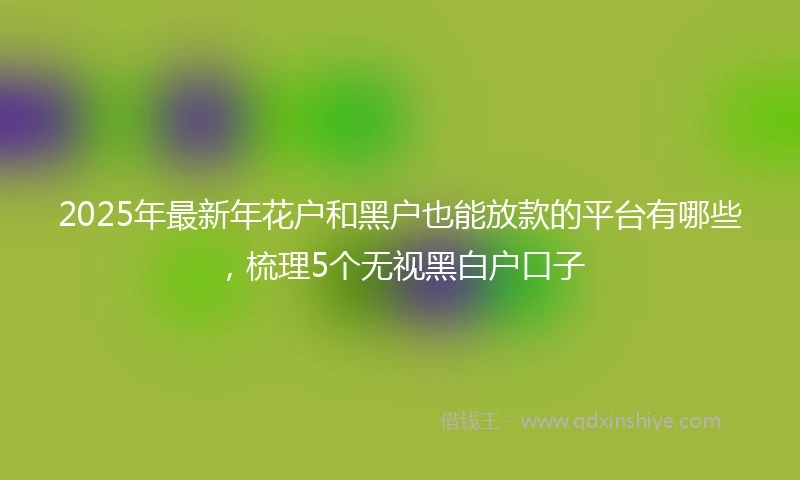 2025年最新年花户和黑户也能放款的平台有哪些，梳理5个无视黑白户口子