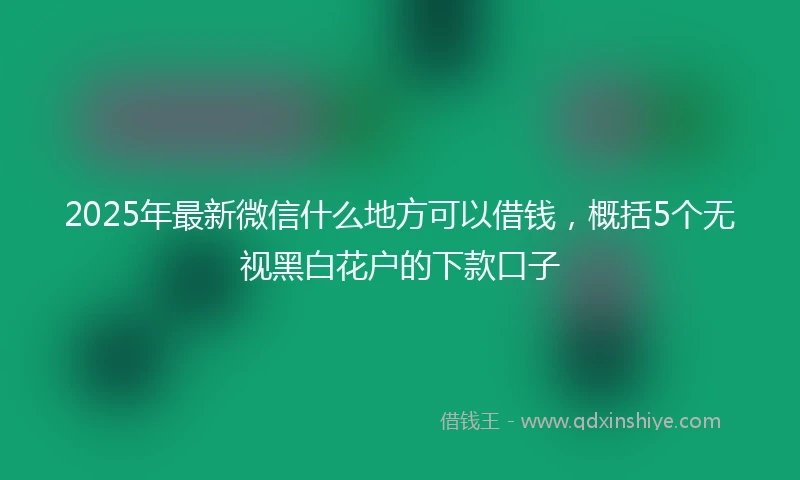 2025年最新微信什么地方可以借钱，概括5个无视黑白花户的下款口子