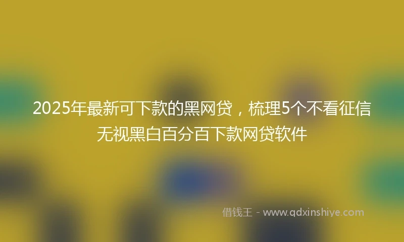 2025年最新可下款的黑网贷，梳理5个不看征信无视黑白百分百下款网贷软件