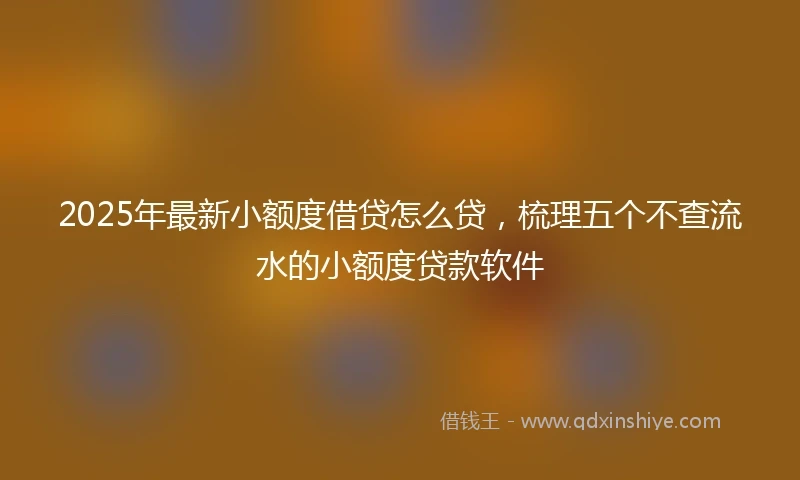 2025年最新小额度借贷怎么贷，梳理五个不查流水的小额度贷款软件
