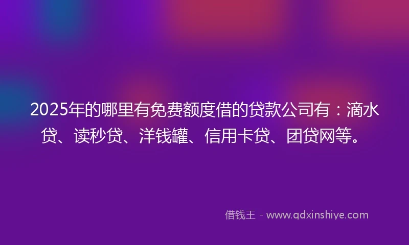 2025年的哪里有免费额度借的贷款公司有：滴水贷、读秒贷、洋钱罐、信用卡贷、团贷网等。