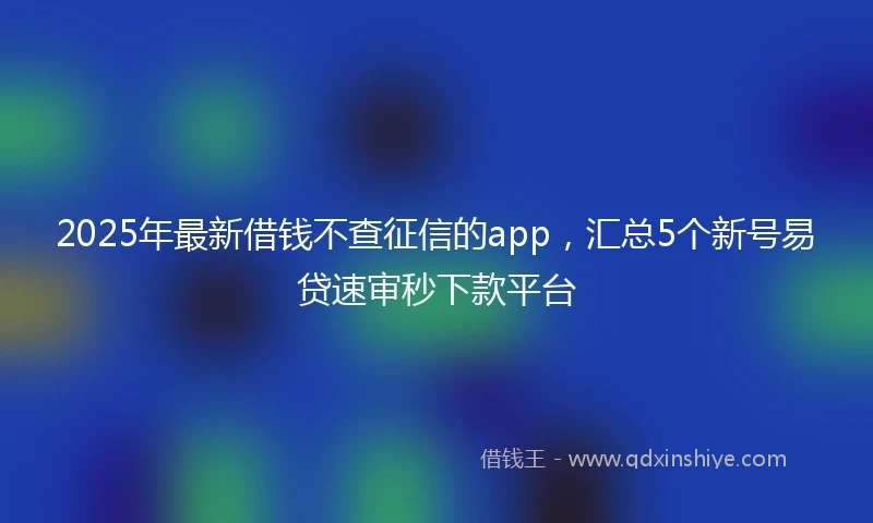 2025年最新借钱不查征信的app，汇总5个新号易贷速审秒下款平台