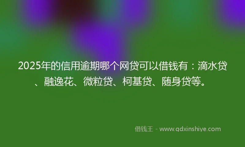 2025年的信用逾期哪个网贷可以借钱有：滴水贷、融逸花、微粒贷、柯基贷、随身贷等。