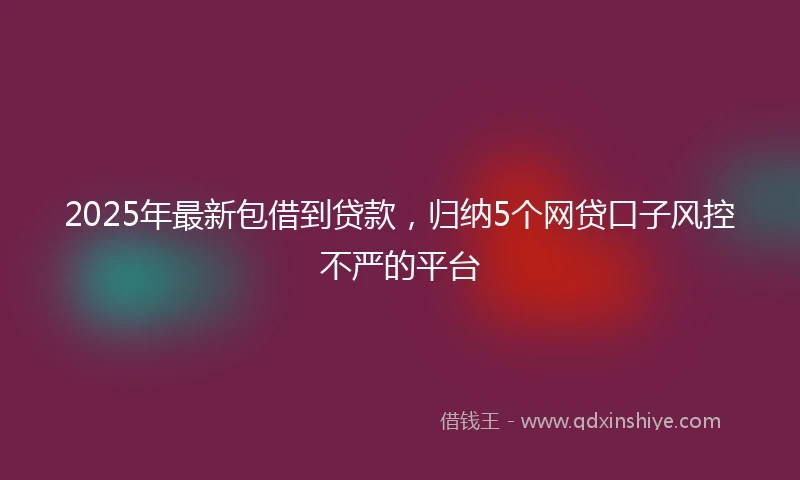 2025年最新包借到贷款，归纳5个网贷口子风控不严的平台