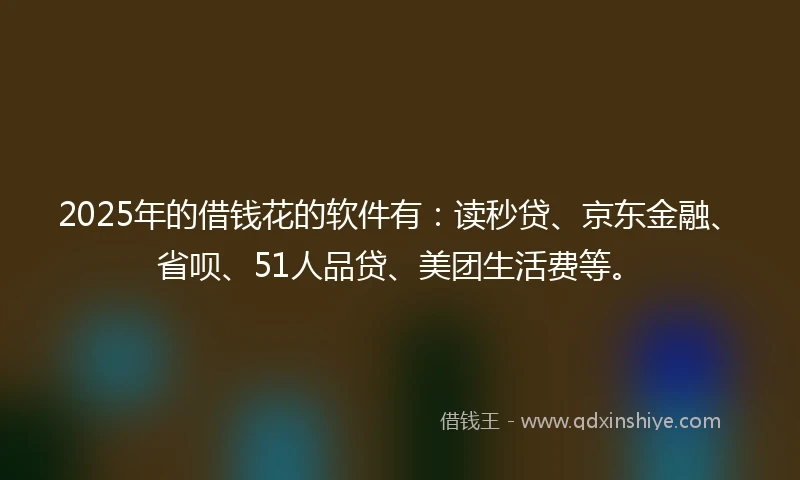 2025年的借钱花的软件有：读秒贷、京东金融、省呗、51人品贷、美团生活费等。
