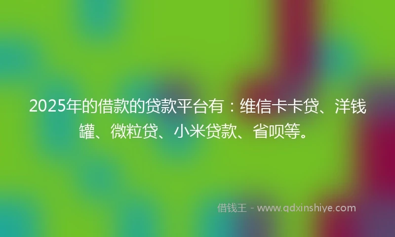 2025年的借款的贷款平台有：维信卡卡贷、洋钱罐、微粒贷、小米贷款、省呗等。