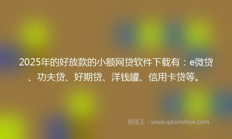 2025年的好放款的小额网贷软件下载有：e微贷、功夫贷、好期贷、洋钱罐、信用卡贷等。