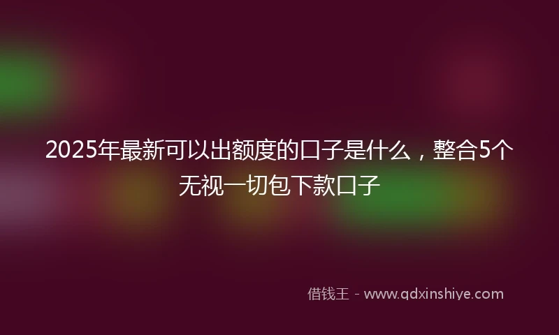 2025年最新可以出额度的口子是什么，整合5个无视一切包下款口子