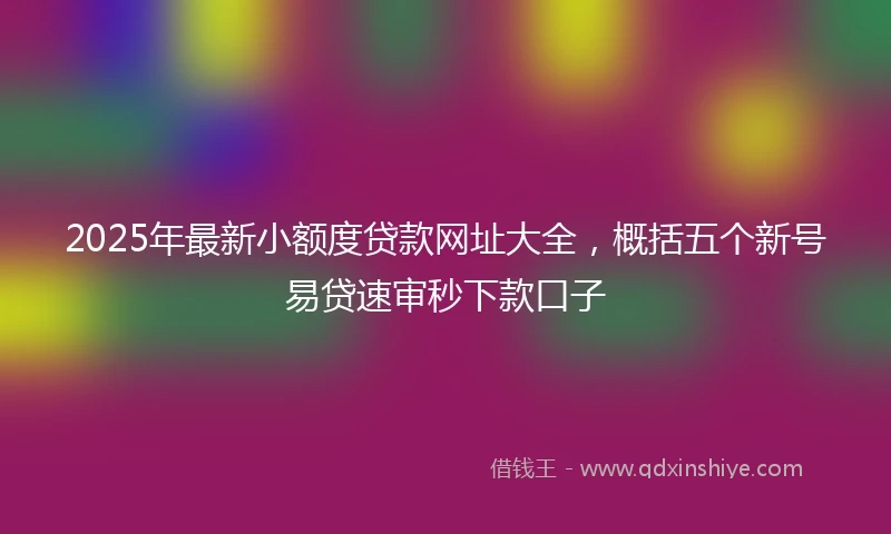 2025年最新小额度贷款网址大全，概括五个新号易贷速审秒下款口子