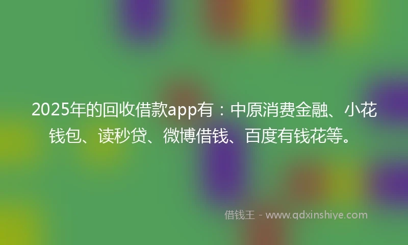 2025年的回收借款app有：中原消费金融、小花钱包、读秒贷、微博借钱、百度有钱花等。
