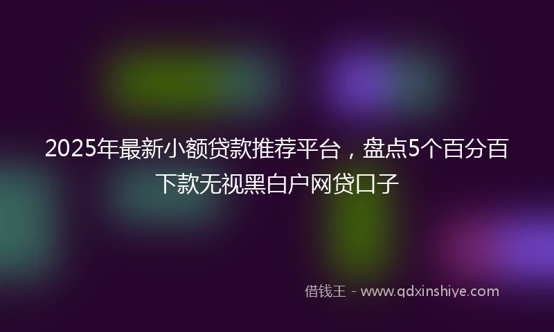 2025年最新小额贷款推荐平台，盘点5个百分百下款无视黑白户网贷口子