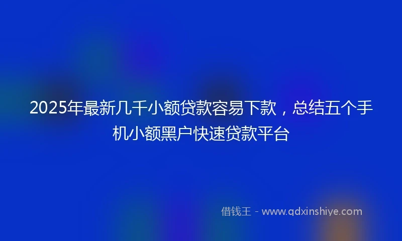 2025年最新几千小额贷款容易下款，总结五个手机小额黑户快速贷款平台
