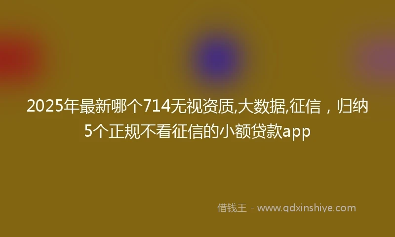 2025年最新哪个714无视资质,大数据,征信，归纳5个正规不看征信的小额贷款app